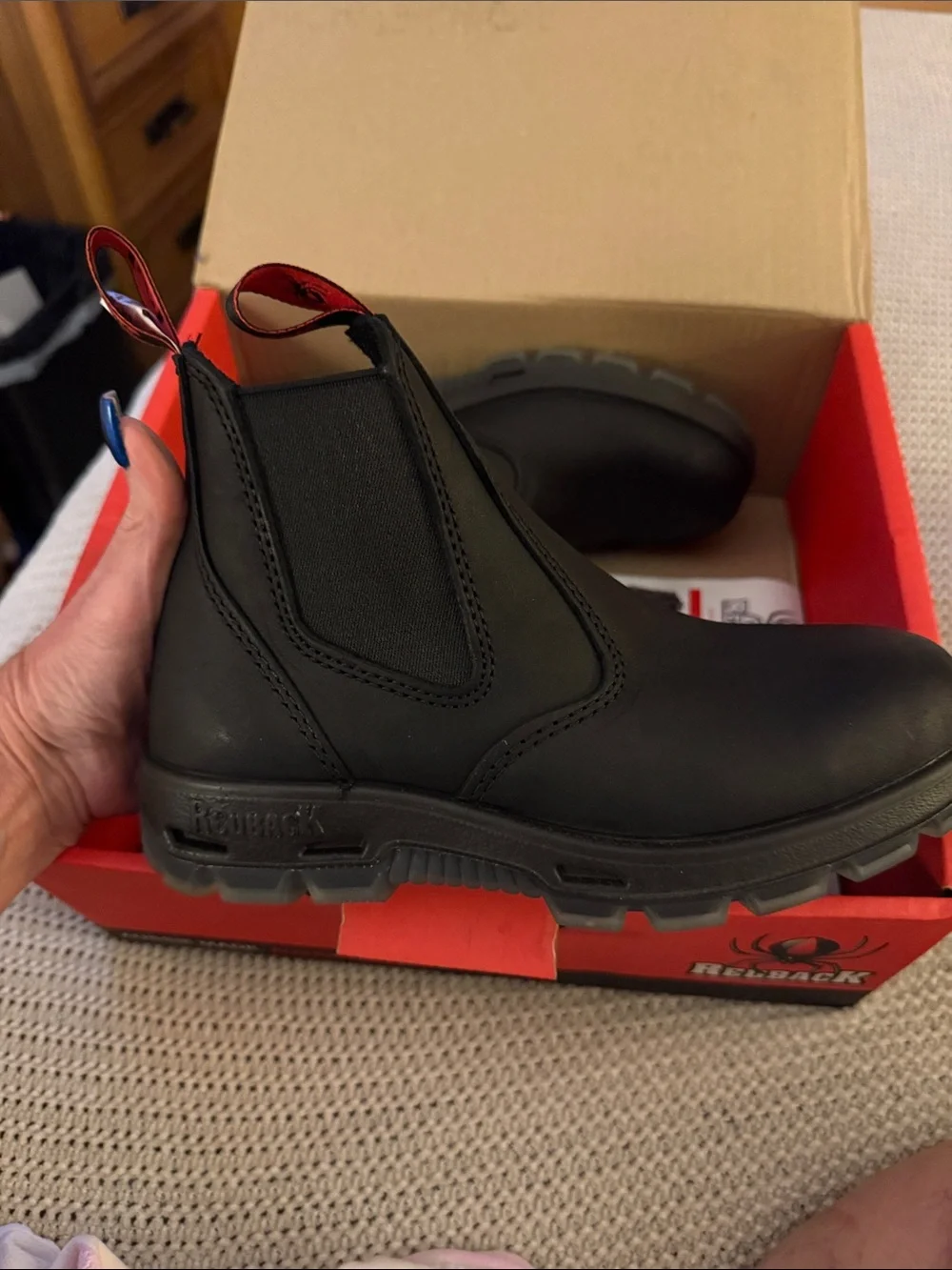 Redback Boots Black Pull-On Work Chelsea Boots